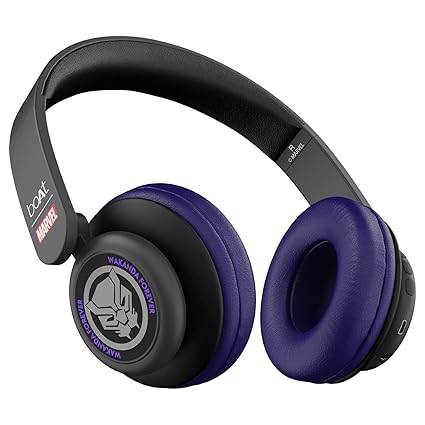 boAt Rockerz 450 Black Panther Edition Bluetooth Wireless On Ear Headphones with mic, 15 Hours Battery (King's Purple) - Rajputtrade
