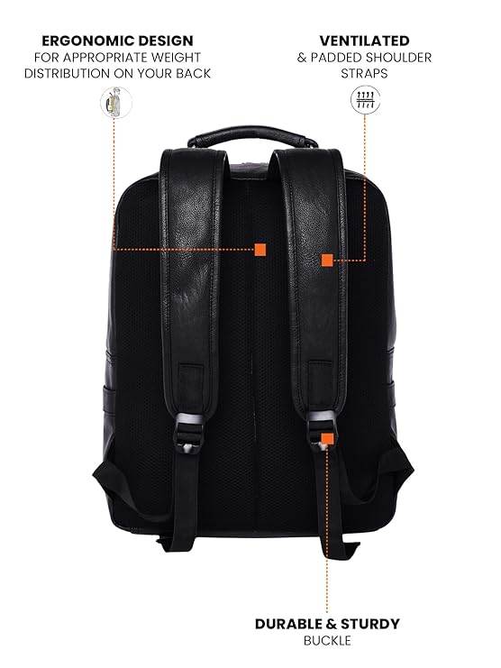 FUR JADEN Vegan Leather Stylish 15.6 Inch Laptop Backpack Travel Weekender Bag For Men Women - Rajputtrade