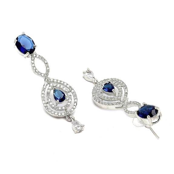 Abstract Necklace With Earrings Jewellery Set For Girls and Women (Blue) - Rajputtrade