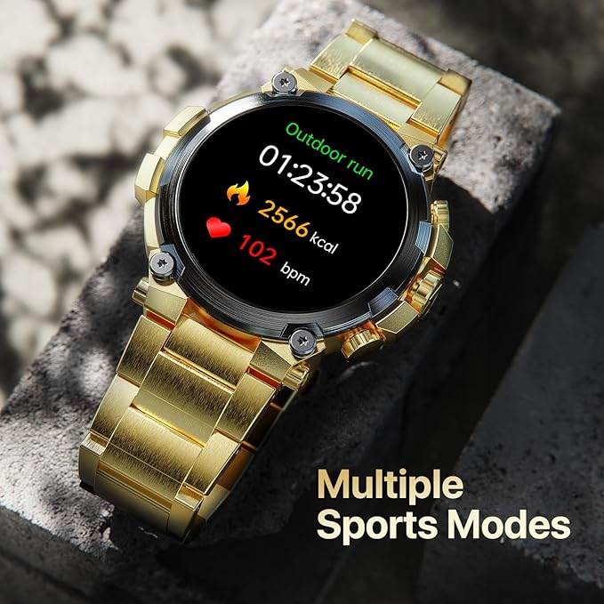 Fire-Boltt Dominian 36.3mm (1.43 inch) AMOLED Display, IP67, Weather Updates (Golld Black) - Rajputtrade