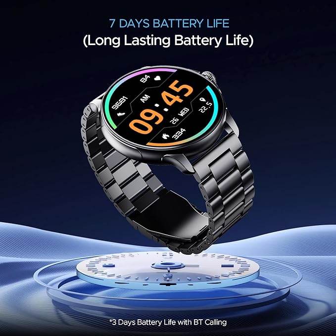 boAt Lunar Oasis w/TBT Navigation, Watch Face Studio, 1.43" (3.6 cm) AMOLED Display, Men & Women(Steel Black) - Rajputtrade