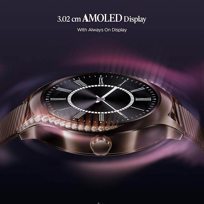 boAt Enigma Gem Women's Luxury Smart Watch w/ 1.19” (3.02cm) AMOLED Display, HR & SpO2 (Rose Gold) - Rajputtrade