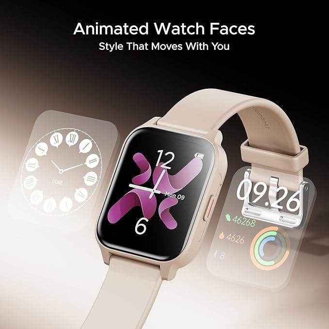 boAt Wave Call 2 Plus Smart Watch w/Bilingual Support (Hindi/English), 1.96”(4.97 cm) HD Display (Cherry Blossom) - Rajputtrade