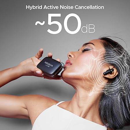 boAt Nirvana Ivy, 50dB Hybrid Active Noise Cancellation, 360º Spatial Audio,Fast Charge,App Support, v5.3 Bluetooth Earbuds, TWS Ear Buds Wireless Earphones with mic (Gunmetal Black) - Rajputtrade