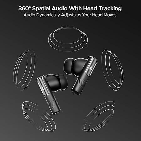 boAt Nirvana Ivy, 50dB Hybrid Active Noise Cancellation, 360º Spatial Audio,Fast Charge,App Support, v5.3 Bluetooth Earbuds, TWS Ear Buds Wireless Earphones with mic (Gunmetal Black) - Rajputtrade