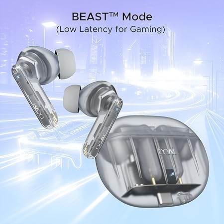 boAt Airdopes 191 ANC, 32dB ANC, Ambient Mode, 60HRS Battery, 4Mics ENx, in-Ear Detection, IWP Tech, Fast Charge, v5.3 Bluetooth Earbuds, TWS Ear Buds Wireless Earphones with mic (Pellucid White) - Rajputtrade