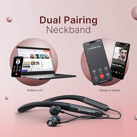 CrossBeats Shuffl ANC Neckband Bluetooth Wireless in Ear Earphones | 14.2mm Drivers| 120Hrs Playtime (Black) - Rajputtrade