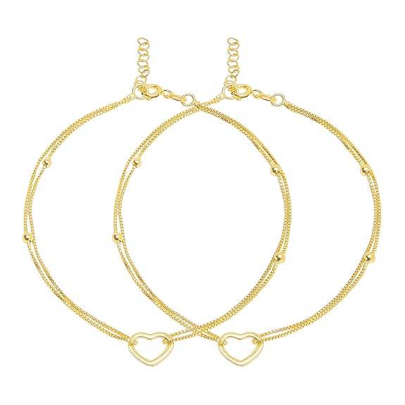 925 Sterling Silver Rose Gold Anklets (Pair) | Gift for Women & Girls - Rajputtrade