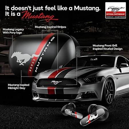 Boult X Mustang Newly Launched Dyno TWS Earbuds with 60H Playtime, App Support, Dual Pairing, 4 Mics ENC (Black) - Rajputtrade
