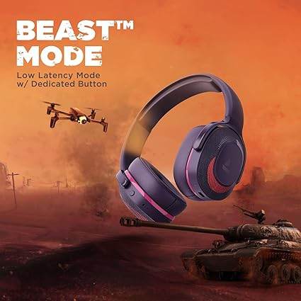 boAt Rockerz 425 Bluetooth Headphones Wireless On Ear Headphones Signature Sound, Enx Tech, ASAP Charge, 25H Playtime (Techno Purple) - Rajputtrade