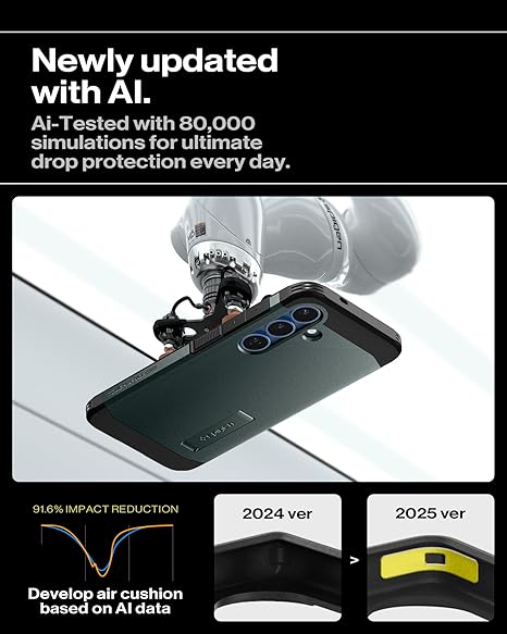 Spigen Tough Armor (AI) MagFit for Samsung Galaxy S25 Case, Galaxy S25 Back Cover - TPU+PC|Abyss Green