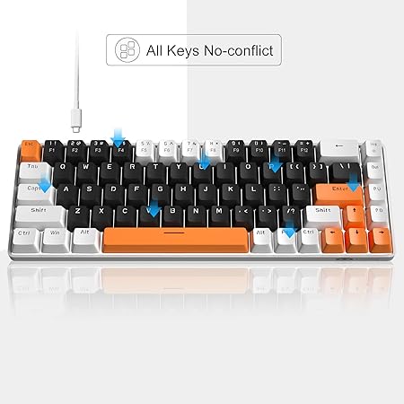 MageGee Portable 60% Mechanical Gaming Keyboard, MK-Box LED Backlit Compact 68 Keys Mini Wired Office Keyboard with Blue Switch for Windows Laptop PC Mac - Black/White - Rajputtrade