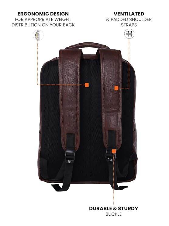 FUR JADEN Vegan Leather Stylish 15.6 Inch Laptop Backpack Travel Weekender Bag For Men Women - Rajputtrade