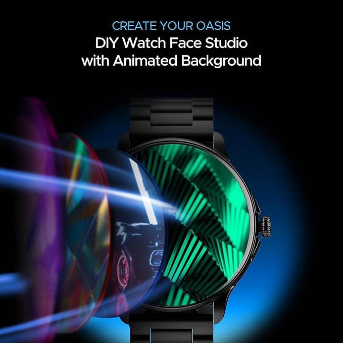boAt Lunar Oasis w/TBT Navigation, Watch Face Studio, 1.43" (3.6 cm) AMOLED Display, Men & Women(Steel Black) - Rajputtrade