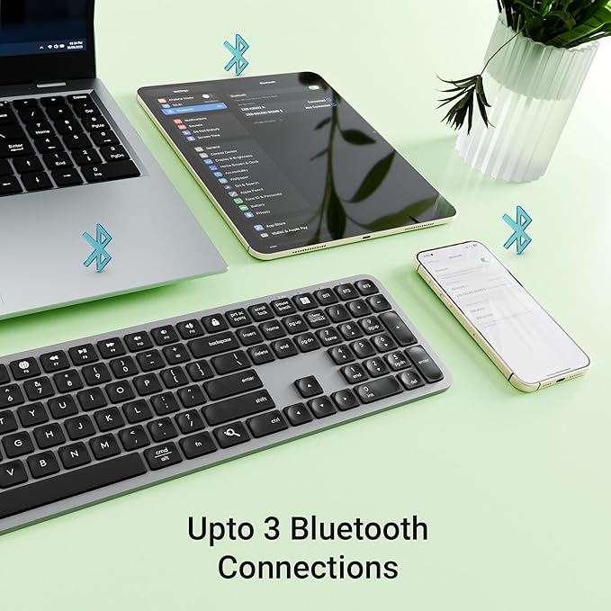 ZEBRONICS K5002MW Slim Wireless Keyboard with in-Built Battery, Copilot AI Key, Windows | Mac | iOS | Android, Scissor Switch, 3 Bluetooth + 2.4Ghz, 109 Keys, 13 Multimedia Keys, Type C Charging - Rajputtrade
