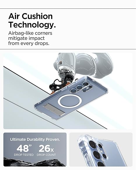 Spigen Ultra Hybrid S MagFit for Samsung Galaxy S25 Ultra Case, Transparent Galaxy S25 Ultra Back Cover - TPU+PC|Clear White