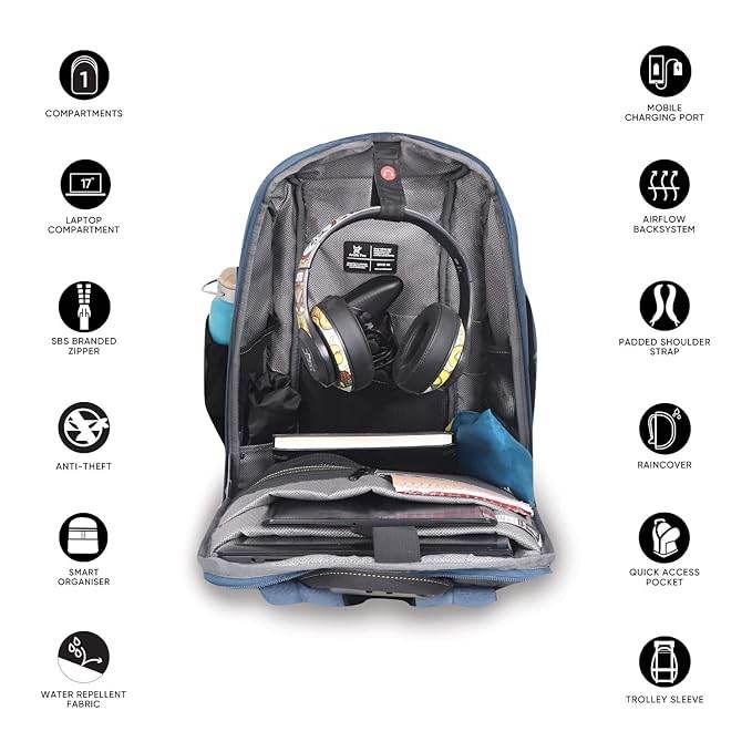 Arctic Fox Kobra Gaming Laptop Backpack | 27 Ltr Capacity|Water Resistant | Multipurpose Backpack |USB Cable holder Pocket|Rain Cover|Number Lock| Trolley sleeve|17" Unisex Laptop Backpack - Rajputtrade