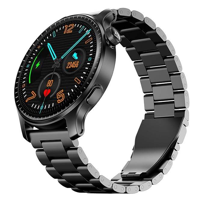 boAt New Launch Ultima Prime smartwatch with 1.43” AMOLED Display, Personalized Fitness Nudges (Steel Black) - Rajputtrade