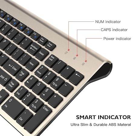 cimetech Wireless Keyboard and Mouse, 2.4G USB Comfortable Ultra Slim Ergonomic Keyboard, Plug and Play Compact Full Size Keyboard for Mac, Windows, Laptop, Tablet, Computer - Gold - Rajputtrade