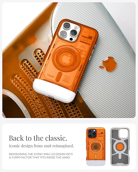 Spigen Classic C1 MagFit Back Cover Case Compatible with iPhone 16 Pro (TPU + Poly Carbonate | Tangerine)
