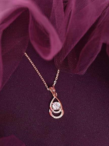925 Sterling Silver Tosca Pendant Earrings Chain Necklace Jewellery Set | Rose Gold Plated, Swiss Zirconia |Gift for Women and Girls - Rajputtrade
