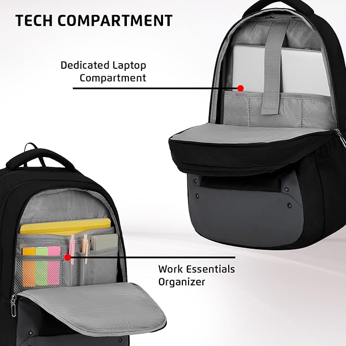 Safari Spade 34L Formal Laptop Backpack with Raincover, Antitheft Pocket, 3 Compartments, Front Pocket, Smart Trolley Sleeve, Office Bag, College Backpack, Travel Bag, School Bag - Rajputtrade