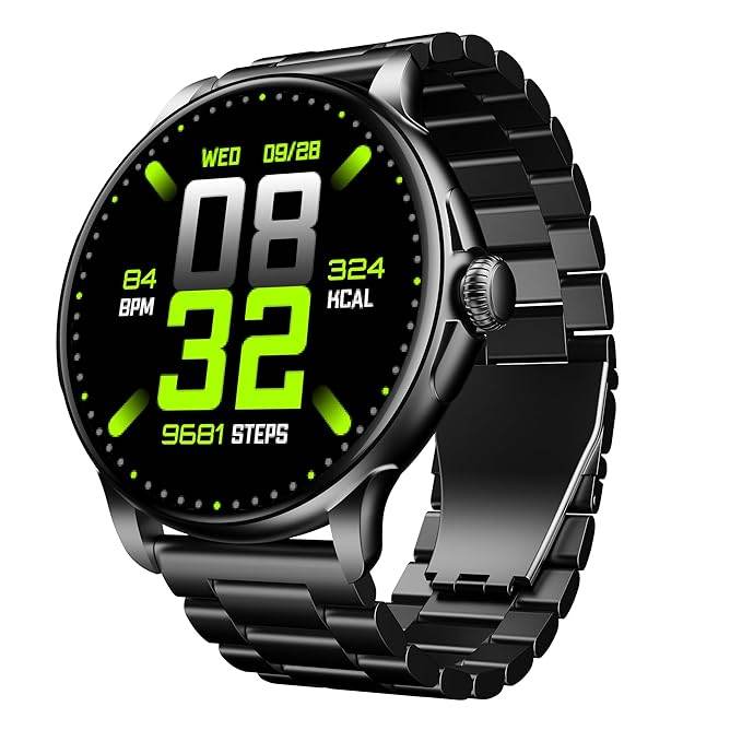 boAt Lunar Oasis w/TBT Navigation, Watch Face Studio, 1.43" (3.6 cm) AMOLED Display, Men & Women(Steel Black) - Rajputtrade