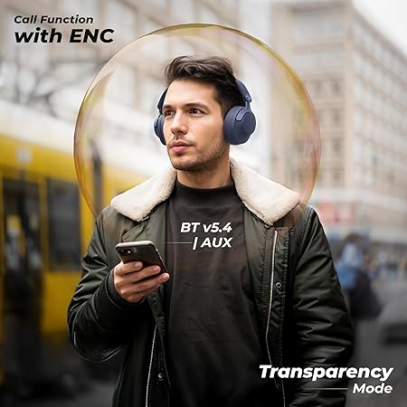 ZEBRONICS SILENCIO 111, Wireless Headphone, Hybrid ANC (50dB), 55*Hrs Backup, Bluetooth v5.4 (Black) - Rajputtrade