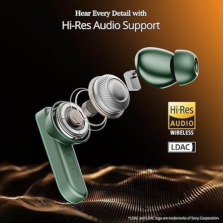 boAt Airdopes 800 HiDef, Hi-Res Audio LDAC, 4Mic ENx, App Support, ASAP Charge, IPX5, Low Latency, Dual Pairing, BTv5.3, Bluetooth TWS in Ear Earbuds Wireless Earphones (Emerald Green) - Rajputtrade
