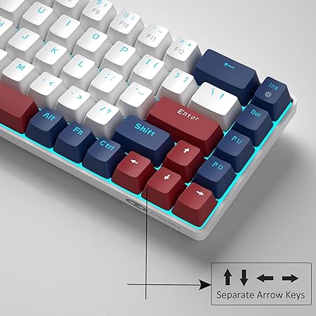 MageGee Portable 60% Mechanical Gaming Keyboard, MK-Box LED Backlit Compact 68 Keys Mini Wired Office Keyboard with Red Switch for Windows Laptop PC Mac - White/Blue - Rajputtrade