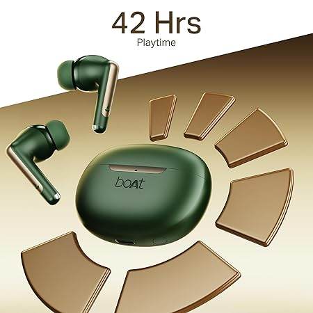 boAt Airdopes 141 Elite ANC (2025), ANC(~35dB), 4Mics ENx Tech, 42 Hrs Battery, Fast Charge, Low Latency, IPX5, Bluetooth Earbuds, TWS Ear Buds Wireless Earphones with mic(Green) - Rajputtrade