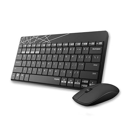 Rapoo 8000M Multi-Mode Keyboard and Mouse Set Bluetooth 3.0/4.0 Wireless 2.4 GHz 1300 DPI Combo- Black - Rajputtrade