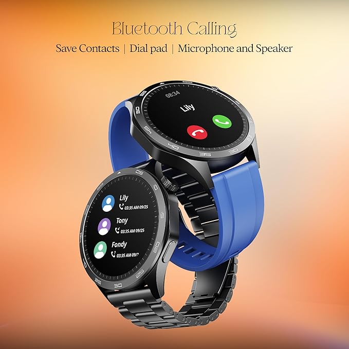 boAt Enigma Radiant Men's Luxury Watch w/Functional Crown, Upto 6 Days Battery, 1.43"(3.63 cm) AMOLED Display Smart Watch (Deep Blue)