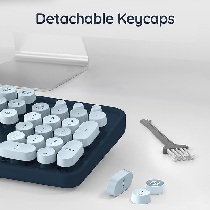 Pebble Wireless Mouse & Keyboard Combo with 2.4GHz Nano Receiver, Rounded Keys, Integrated Multimedia Control and Power Saving (Blue) - Rajputtrade