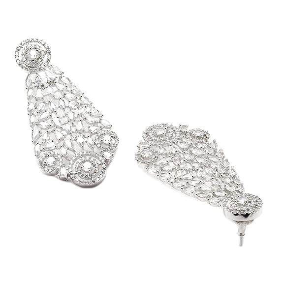 Choker Necklace with Earrings Jewellery Set with Girls and Women (White) - Rajputtrade
