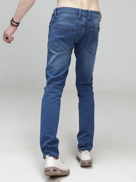 TURMS Men's Black Solid Mid Rise Stretchable Adventure Comfort Denim Pant Cotton Rich Jeans - Rajputtrade