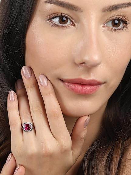 925 Sterling Silver Cushion Stone Ring with Adjustable Band | Gift for Women Wife Girls - Rajputtrade