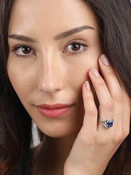 925 Sterling Silver Cushion Stone Ring with Adjustable Band | Gift for Women Wife Girls - Rajputtrade