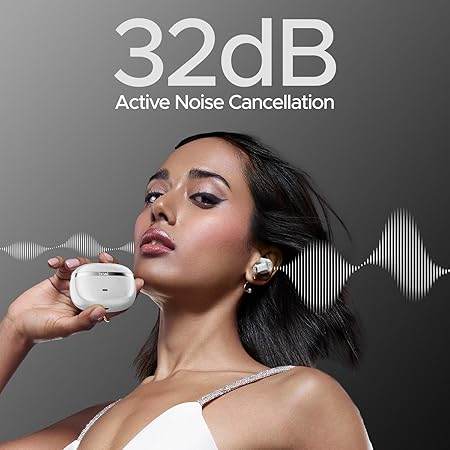 boAt Nirvana Ion ANC, Active Noise Cancellation(~32dB), 120Hrs Battery, App Support, Crystal Bionic Sound, 4Mics ENx, v5.3 Bluetooth TWS in Ear Earbuds Wireless Earphones with mic (Quartz White) - Rajputtrade