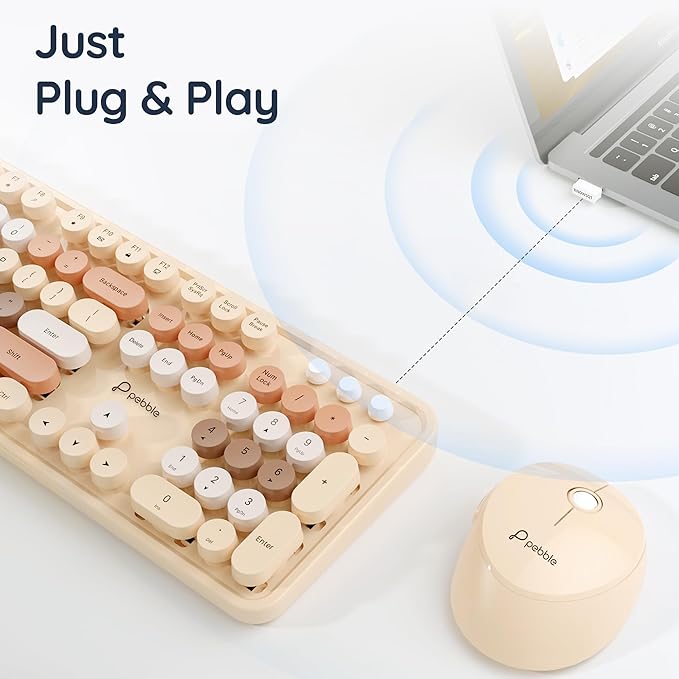 Pebble Digit002 Wireless Keyboard & Mouse Combo with 8 Million Keystrokes - Peach - Rajputtrade