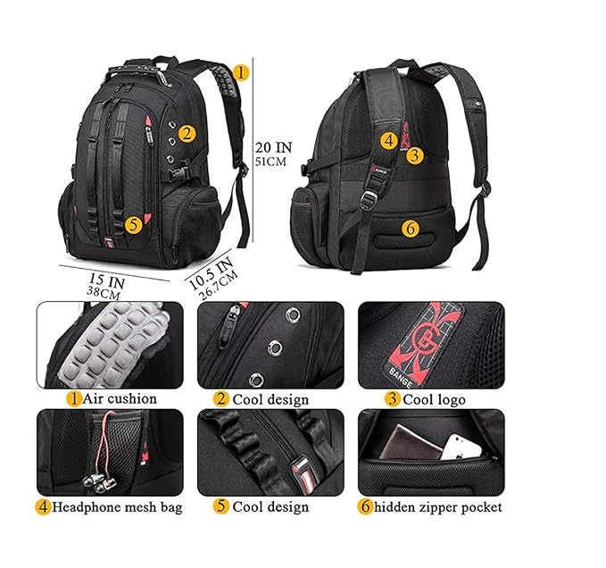 Red Lemon Swisslook Polyester Bange Series 45L 15.6-inch Laptop Bags Backpack for Men and Women Semi Waterproof USB with Anti Theft Pocket Travel Backpack - Rajputtrade