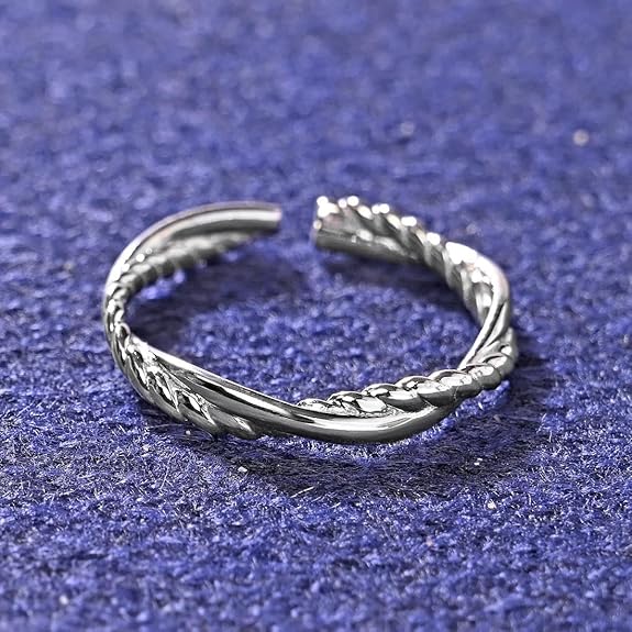 Pure 925 Sterling Silver Minimal Office Wear Finger Ring | Size Adjustable | Thumb Band | Gift for Women Girls Wife Girlfriend - Rajputtrade