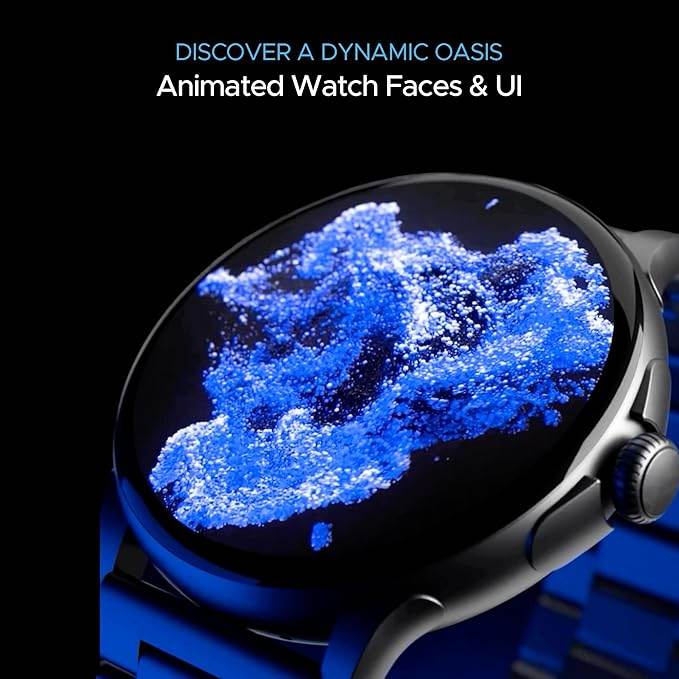 boAt Lunar Oasis w/TBT Navigation, Watch Face Studio, 1.43" (3.6 cm) AMOLED Display, Men & Women(Steel Black) - Rajputtrade