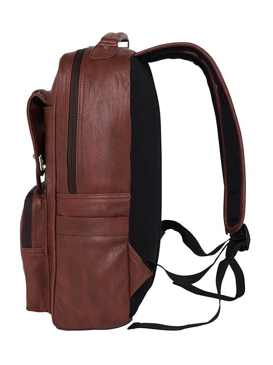 FUR JADEN Vegan Leather Stylish 15.6 Inch Laptop Backpack Travel Weekender Bag For Men Women - Rajputtrade