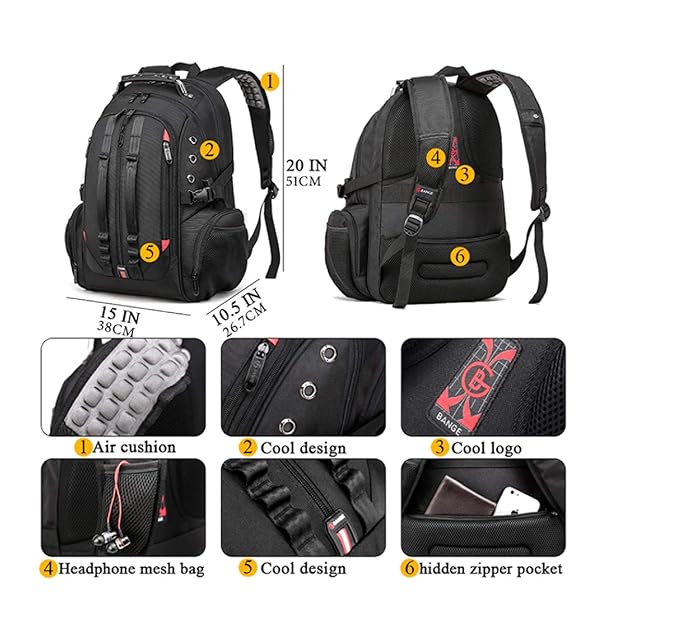 Red Lemon Swisslook Polyester Bange Series 45L 15.6-inch Laptop Bags Backpack for Men and Women Semi Waterproof USB with Anti Theft Pocket Travel Backpack - Rajputtrade