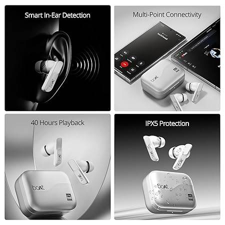 boAt Airdopes 800 HiDef, Hi-Res Audio LDAC, 4Mic ENx, App Support, ASAP Charge, IPX5, Low Latency, Dual Pairing, BTv5.3, Bluetooth TWS in Ear Earbuds Wireless Earphones (Sterling Silver) - Rajputtrade
