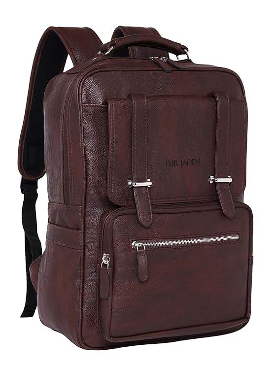 FUR JADEN Vegan Leather Stylish 15.6 Inch Laptop Backpack Travel Weekender Bag For Men Women - Rajputtrade
