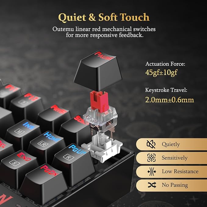 Redragon Kumara K552 Rainbow LED Backlit TKL Ten Key-Less Mechanical Wired Gaming Keyboard Without Numlock Keys (Black) - Rajputtrade