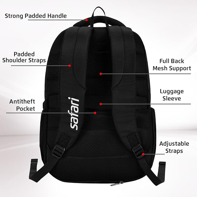 Safari Spade 34L Formal Laptop Backpack with Raincover, Antitheft Pocket, 3 Compartments, Front Pocket, Smart Trolley Sleeve, Office Bag, College Backpack, Travel Bag, School Bag - Rajputtrade