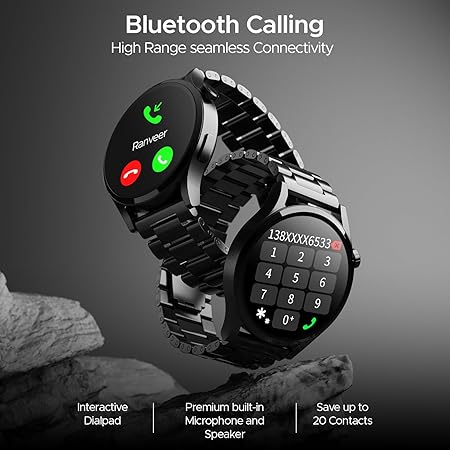 boAt Lunar Embrace w/ 1.51" (3.8 cm) AMOLED Display, BT Calling, Smart Watch for Men & Women(Steel Black)